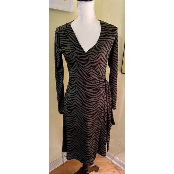 Banana Republic | Dresses | Nwt Banana Republic Olive Green Black Zebra  Print Stretch Wrap Dress Size Xs | Poshmark